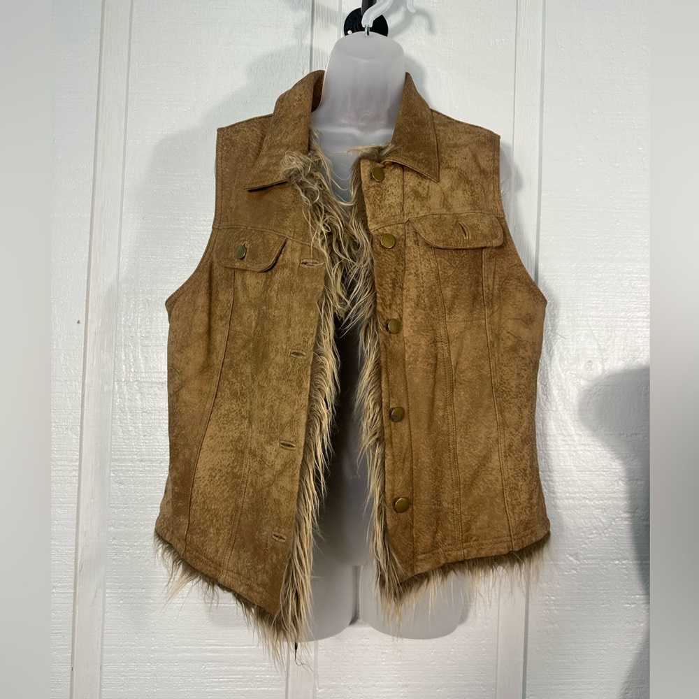 Wilson’s Leather Maxima Brown Fur Lined Vest Size XL EUC